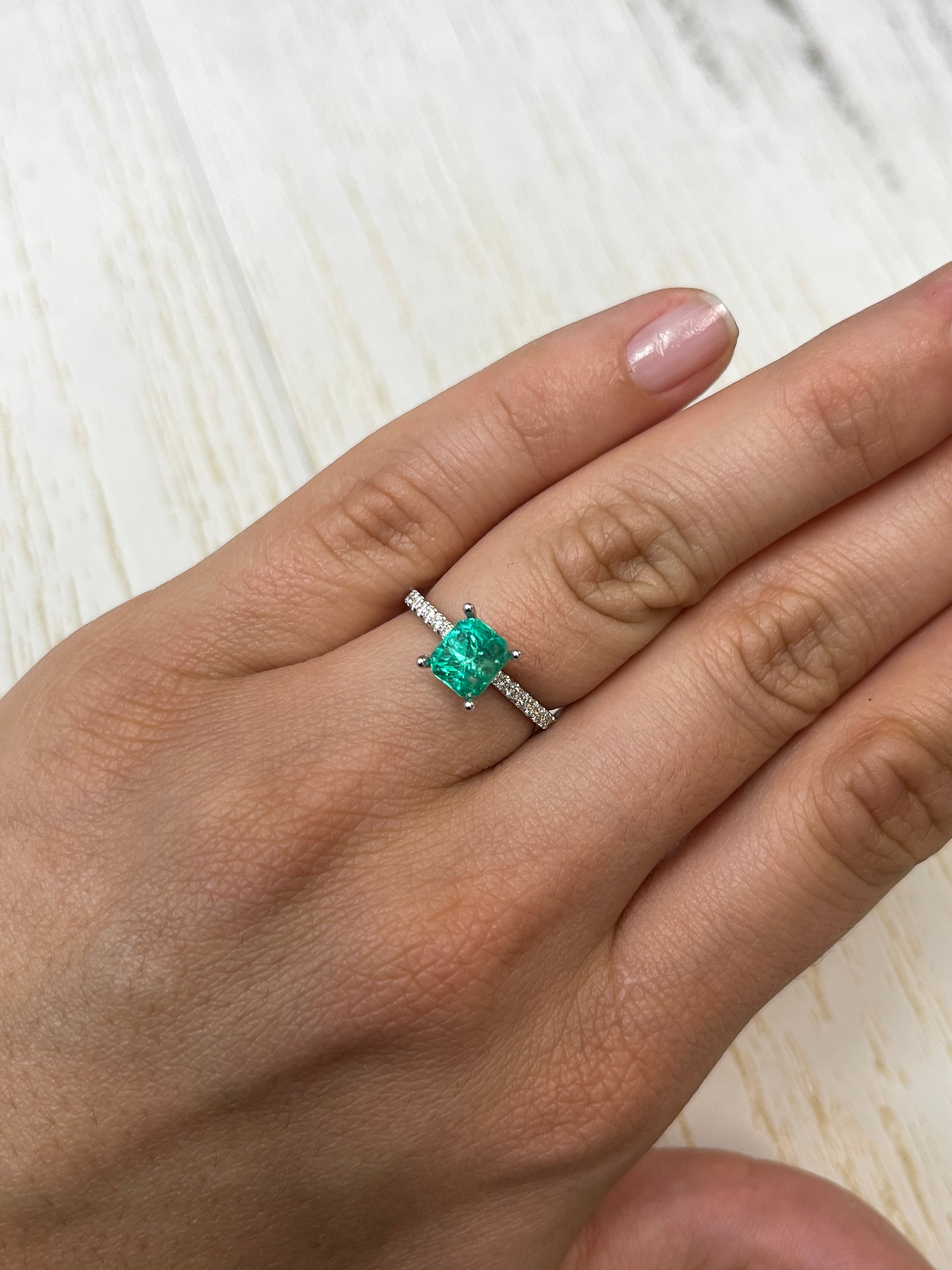 Gorgeous Bluish Green 7x6mm Colombian Emerald - 1.42 Carat