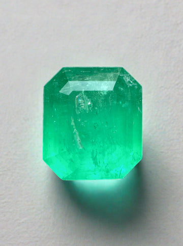 4.55 Carat 11x10 Neon Natural Loose Colombian Emerald-Emerald Cut