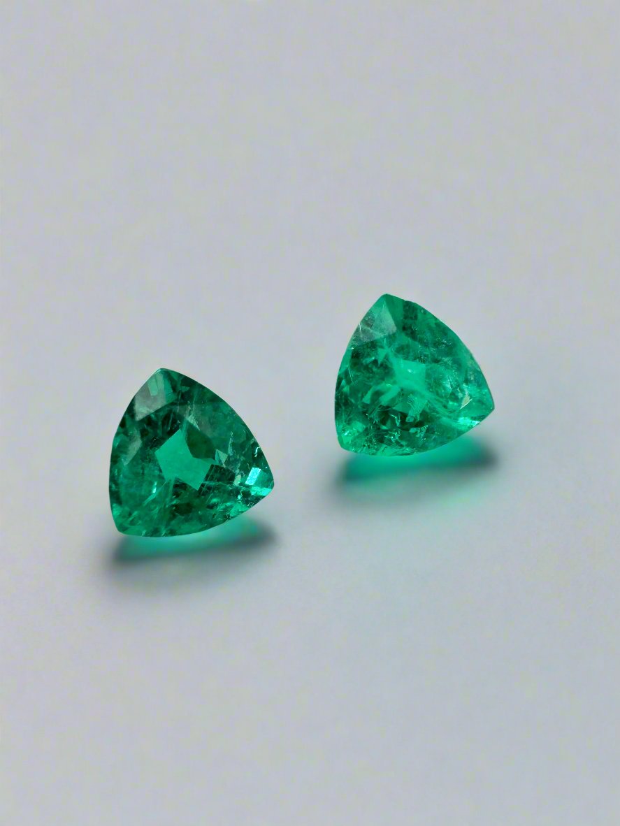 0.78tcw 4.8x4.8 Matching Pair Green Natural Loose Colombian Emerald Trillions