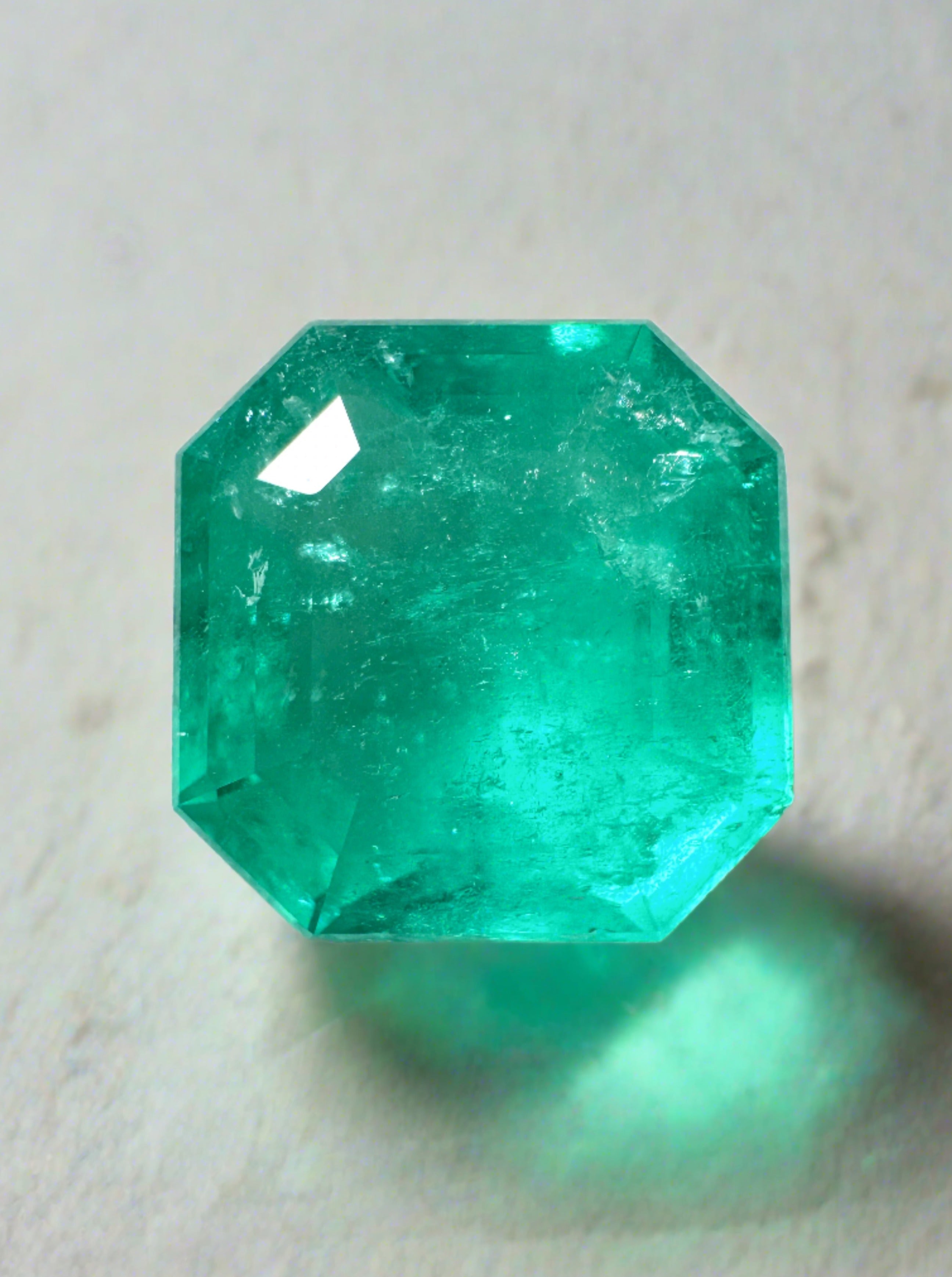 4.71 Carat 10.5x10.5 Loose Colombian Emerald-Asscher Cut with Clipped Corners - JR Colombian Emeralds