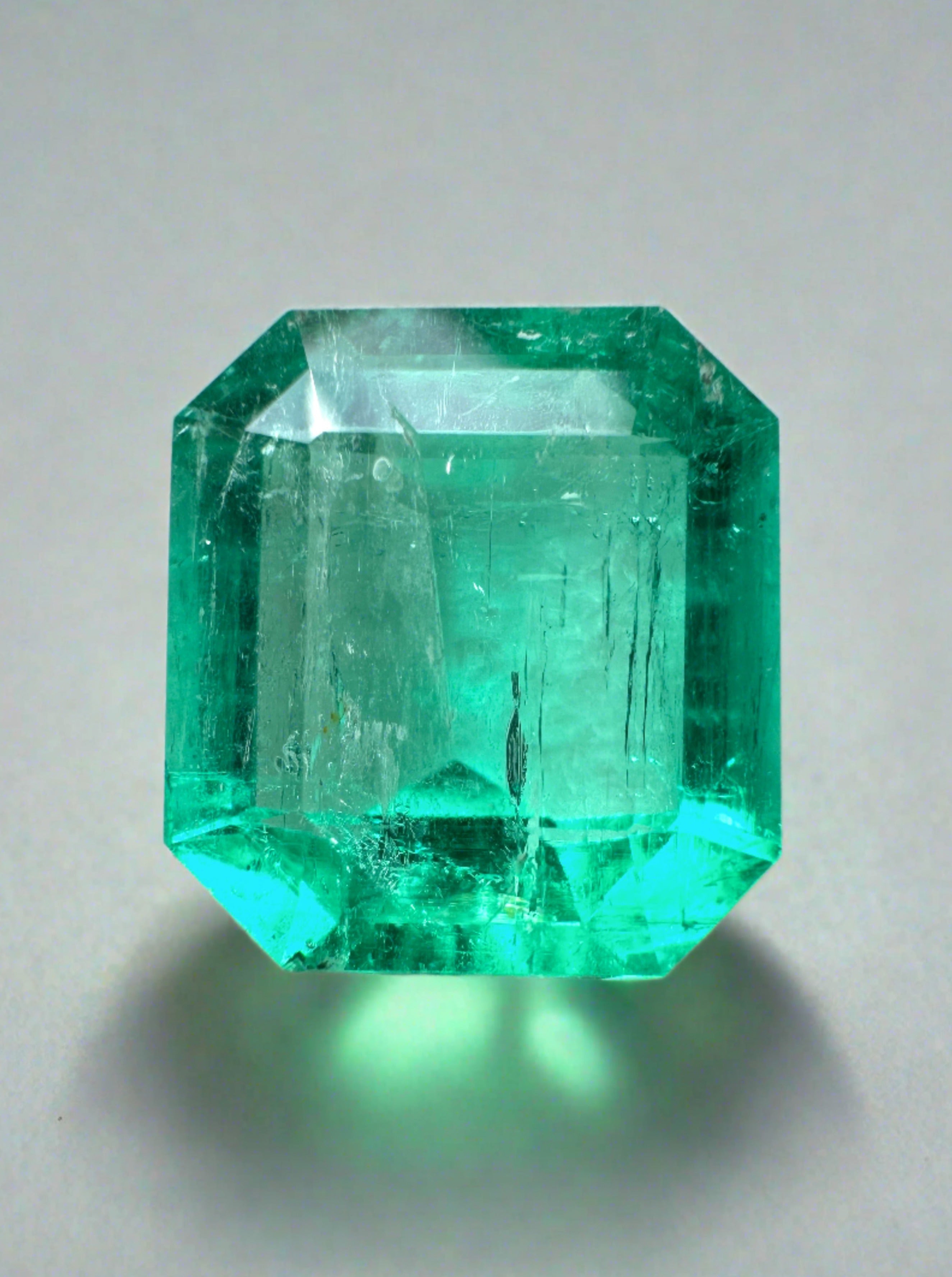 4.72 Carat 11x10 Spready Bluish Natural Loose Colombian Emerald-Asscher Cut - JR Colombian Emeralds