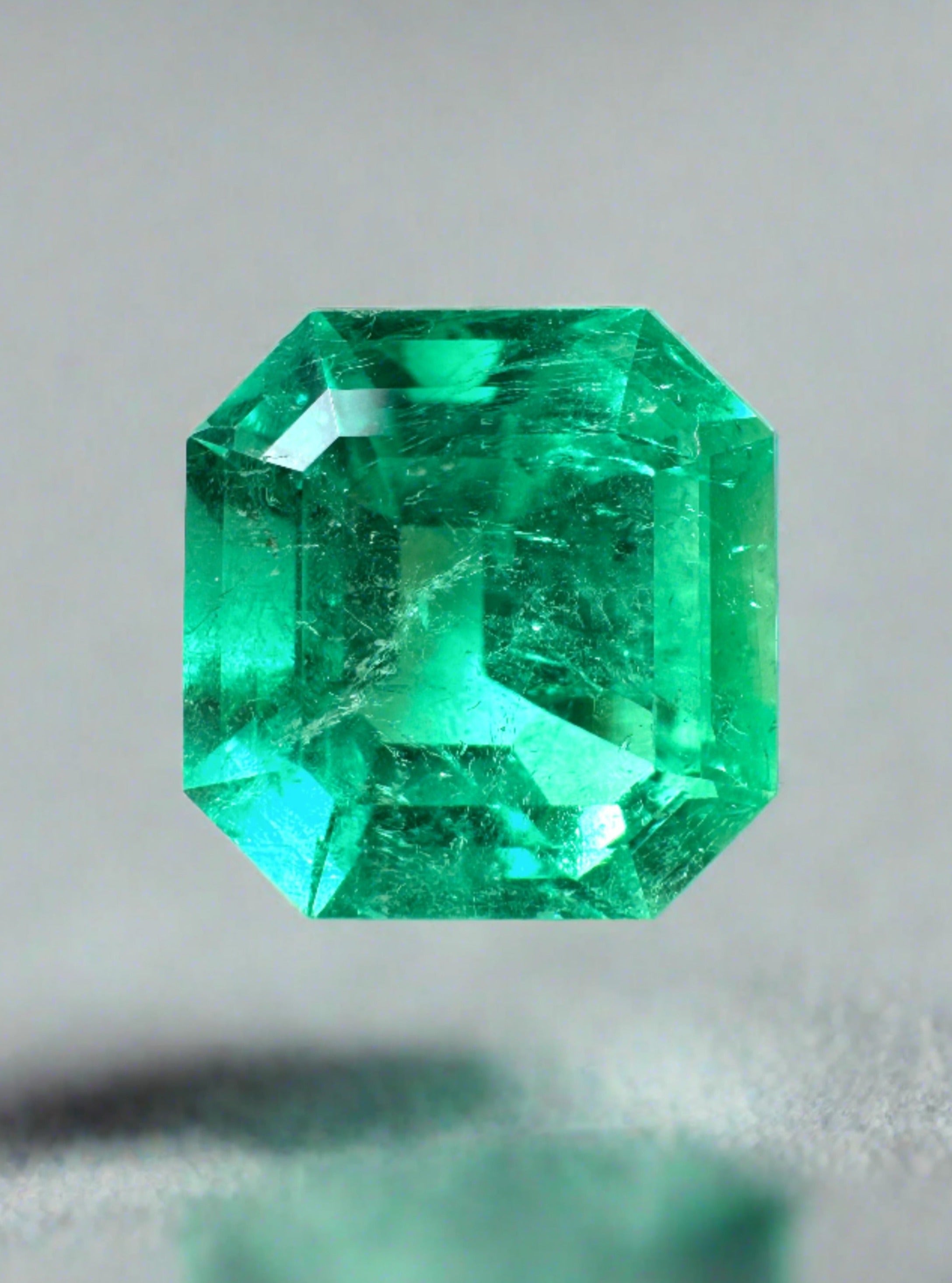 4.75 Carat 10x10 Luminous Loose Colombian Emerald-Asscher Cut with Clipped Corners - JR Colombian Emeralds