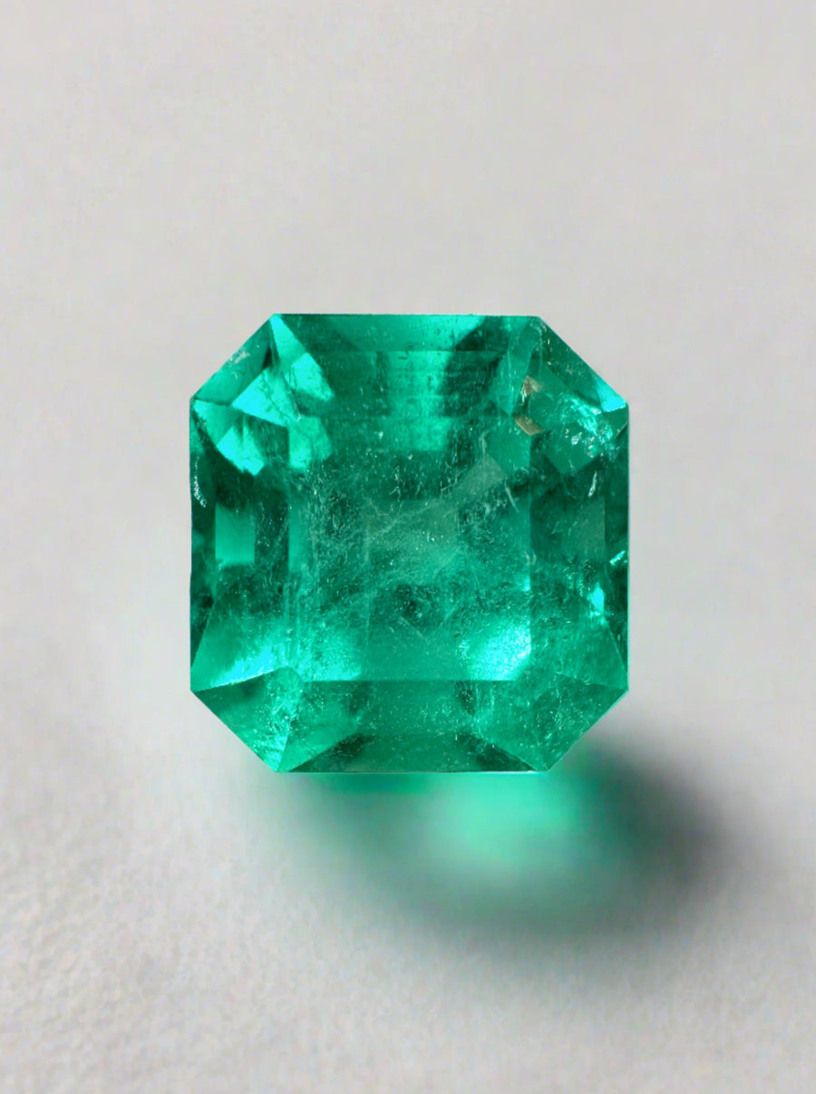 4.83 Carat 10x10 Bluish Loose Colombian Emerald-Asscher Cut