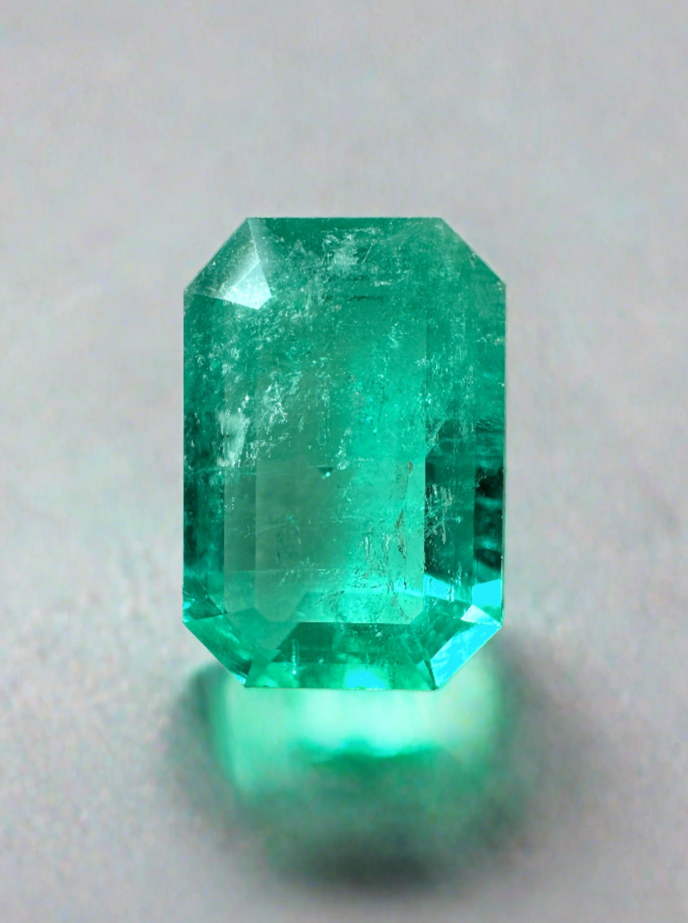 4.89 Carat 13x9 Spready Green Natural Loose- Emerald Cut - JR Colombian Emeralds