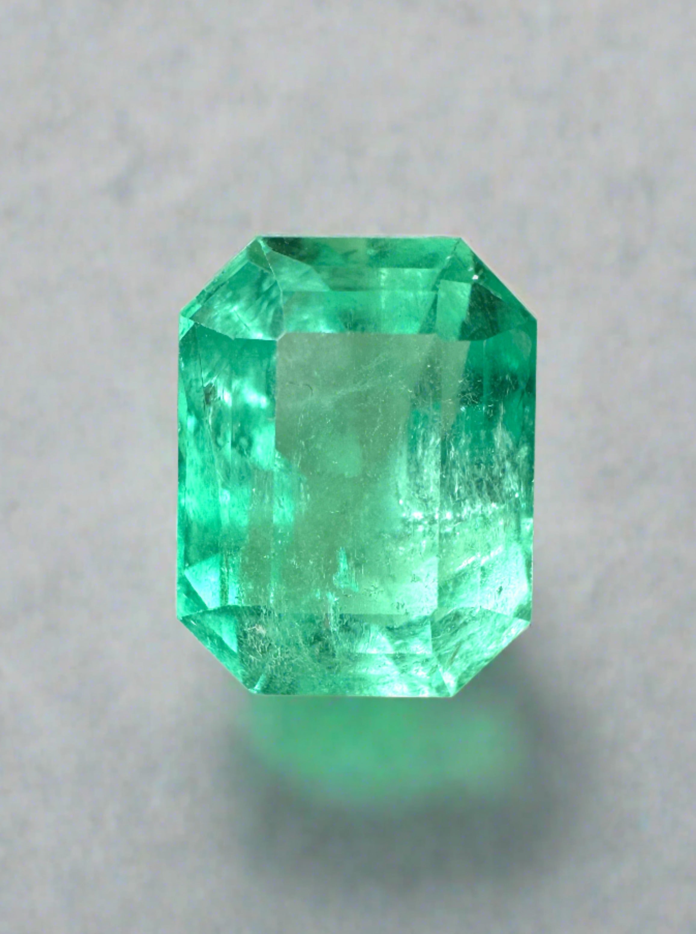 4.93 Carat 11x9 Limish Green Natural Loose Colombian Emerald-Classic Emerald Cut - JR Colombian Emeralds