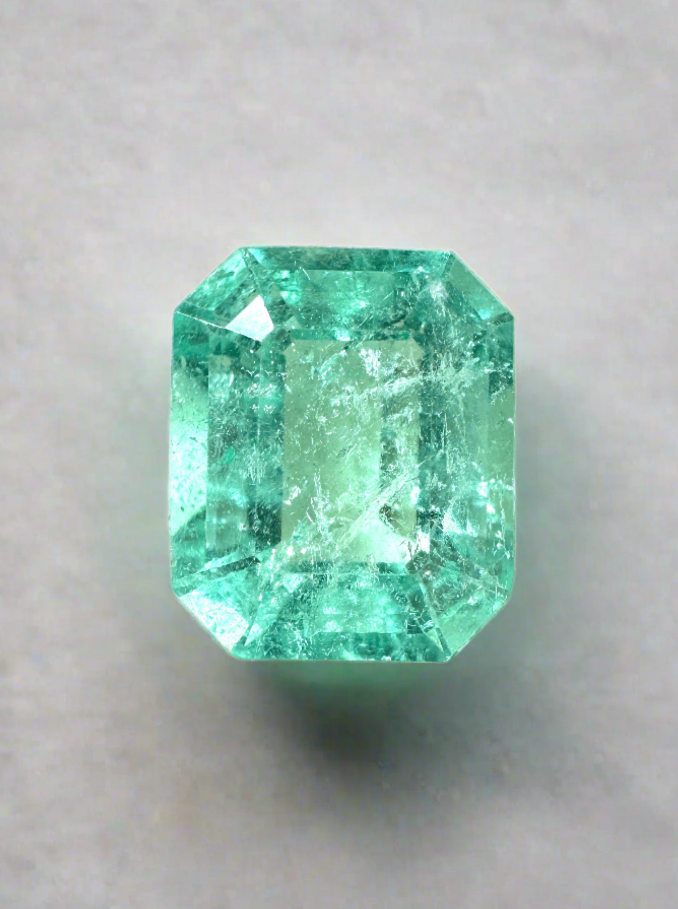 4.99 Carat 11.5x9.6 Bright Medium Green Natural Loose Colombian- Emerald Cut - JR Colombian Emeralds