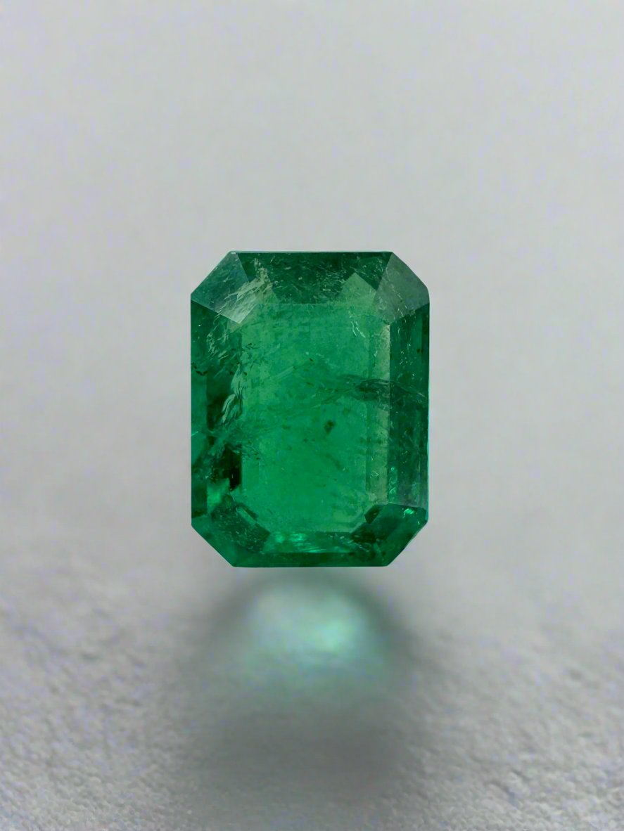 0.83 Carat 7x5 Classic Jungle Green Natural Loose Zambian Emerald-Emerald Cut