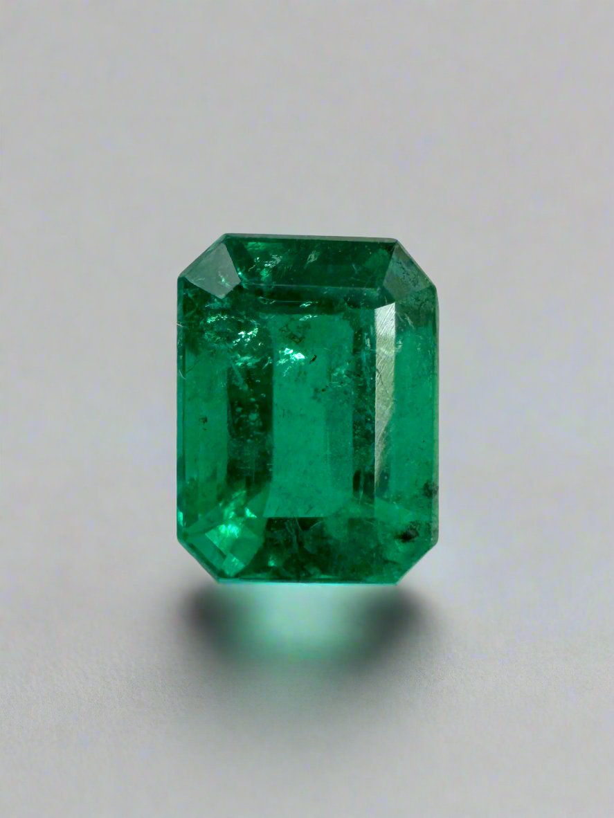 0.93 Carat 6.3x4.8 Fine Deep Green Natural Loose Zambian Emerald-Emerald Cut