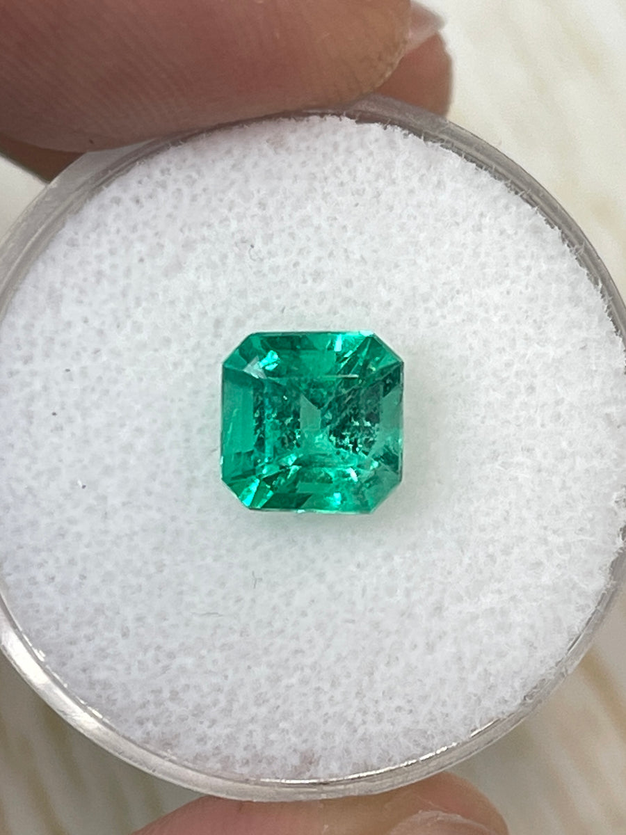 Unset Colombian Emerald - 1.64 Carat Yellowish Green Asscher Cut Gemstone