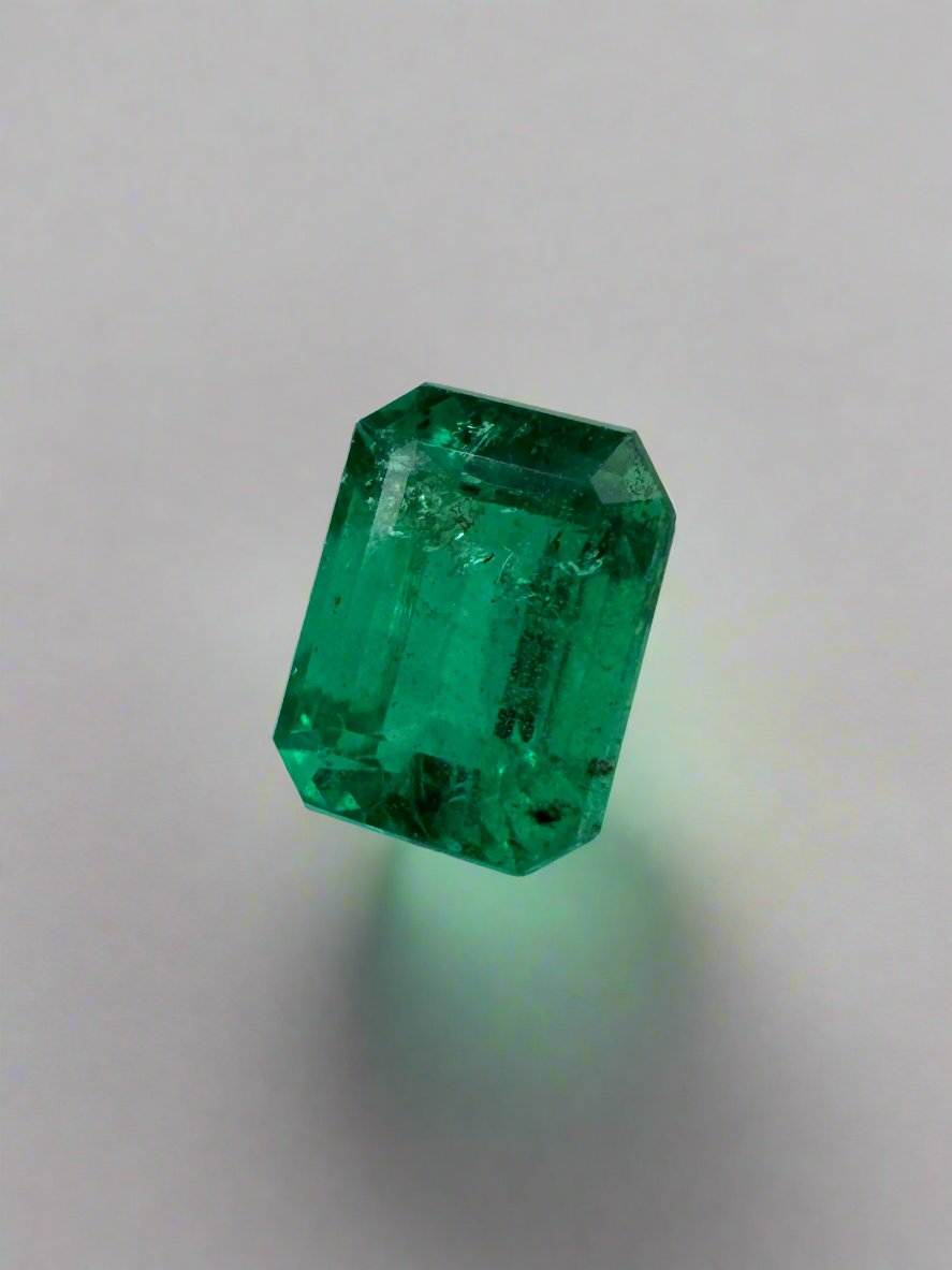 0.93 Carat 6.3x4.8 Fine Deep Green Natural Loose Zambian Emerald-Emerald Cut