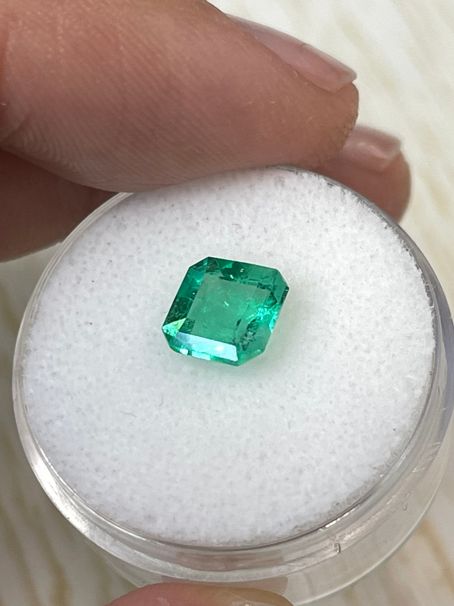 1.64 Carat Yellow-Green Asscher Cut Emerald from Colombia