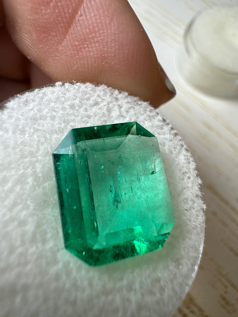 5.15 Carat 13x11 Spready Green Emerald Cut Loose Colombian Emerald-Emerald Cut