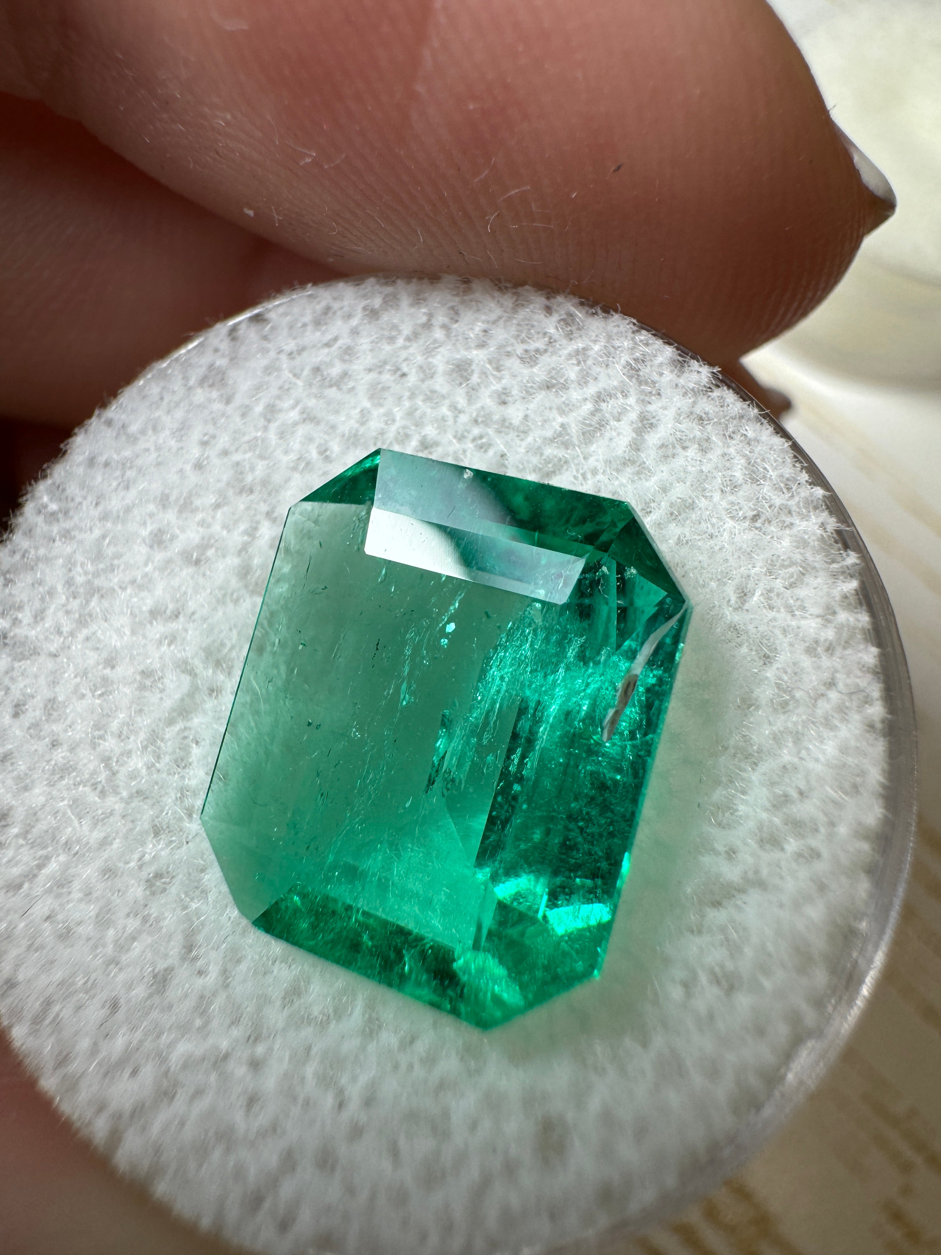 5.15 Carat 13x11 Spready Green Emerald Cut Loose Colombian Emerald-Emerald Cut - JR Colombian Emeralds