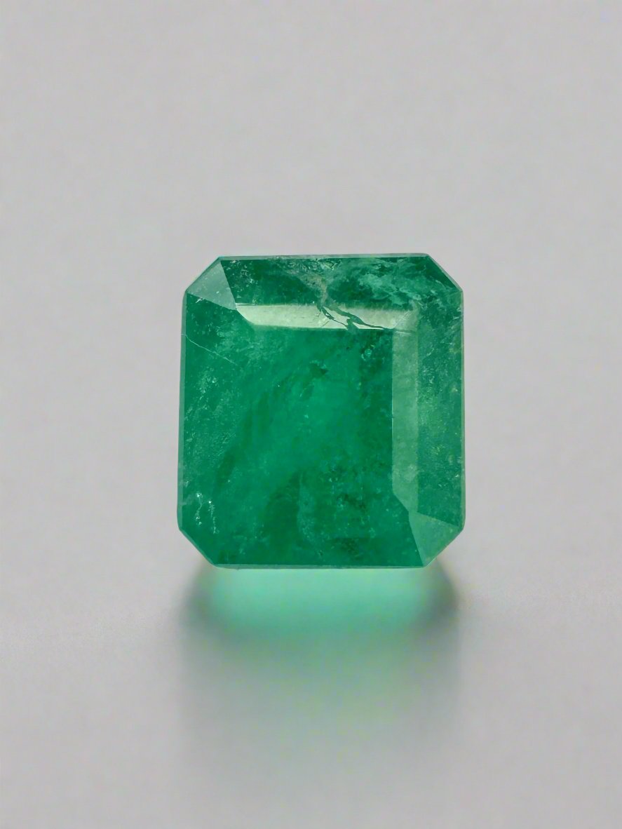 0.97 Carat 6x6 Deep Earthy Green Asscher Cut Natural Unset Colombian Emerald