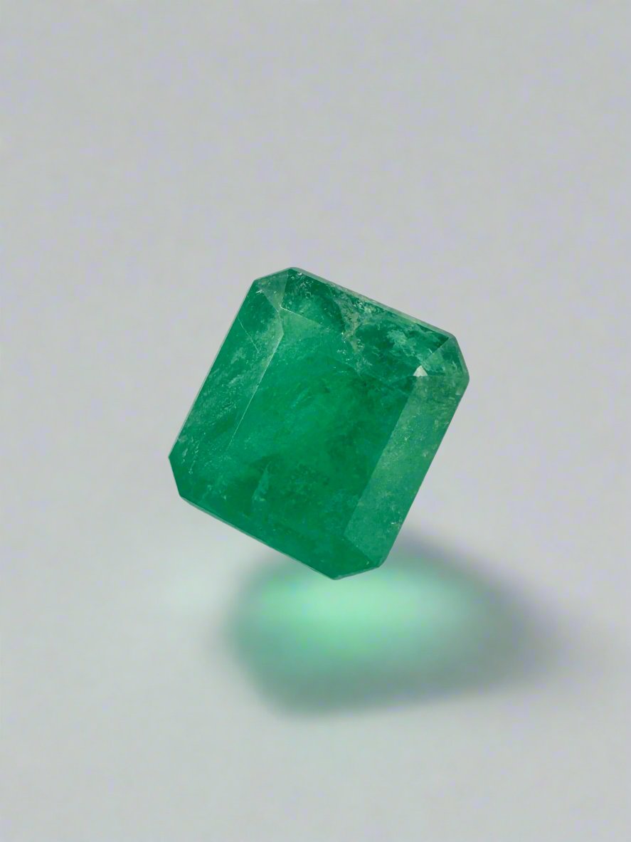 0.97 Carat 6x6 Deep Earthy Green Asscher Cut Natural Unset Colombian Emerald