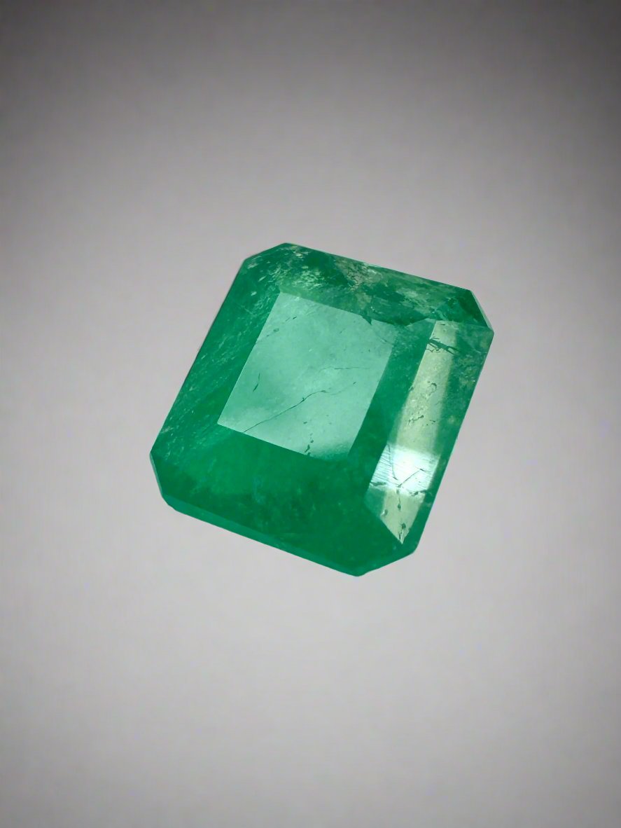 0.97 Carat 6x6 Deep Earthy Green Asscher Cut Natural Unset Colombian Emerald