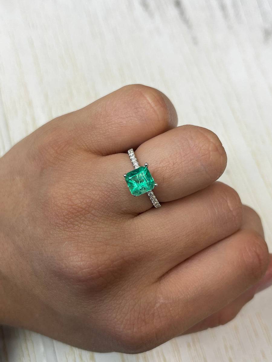 Unset 1.64 Carat Colombian Emerald - Asscher Cut Green Gemstone