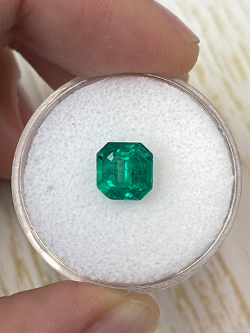 1.66 Carat 7x7 AAA+ Green Asscher Cut Natural Unset Colombian Emerald