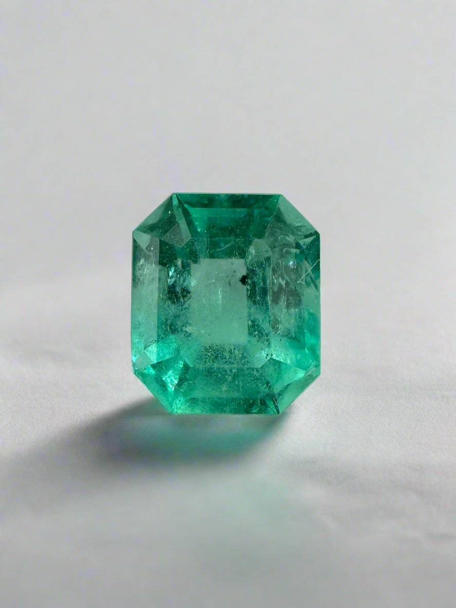 1.50 Carat 7.4x6.3 Eye Clean Emerald Cut Natural Unset Colombian Emerald