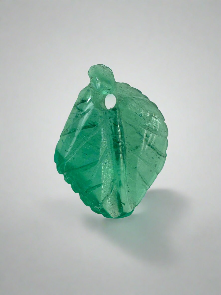 1.60 Carat 12x9 Carved Natural Colombian Emerald-Leaf