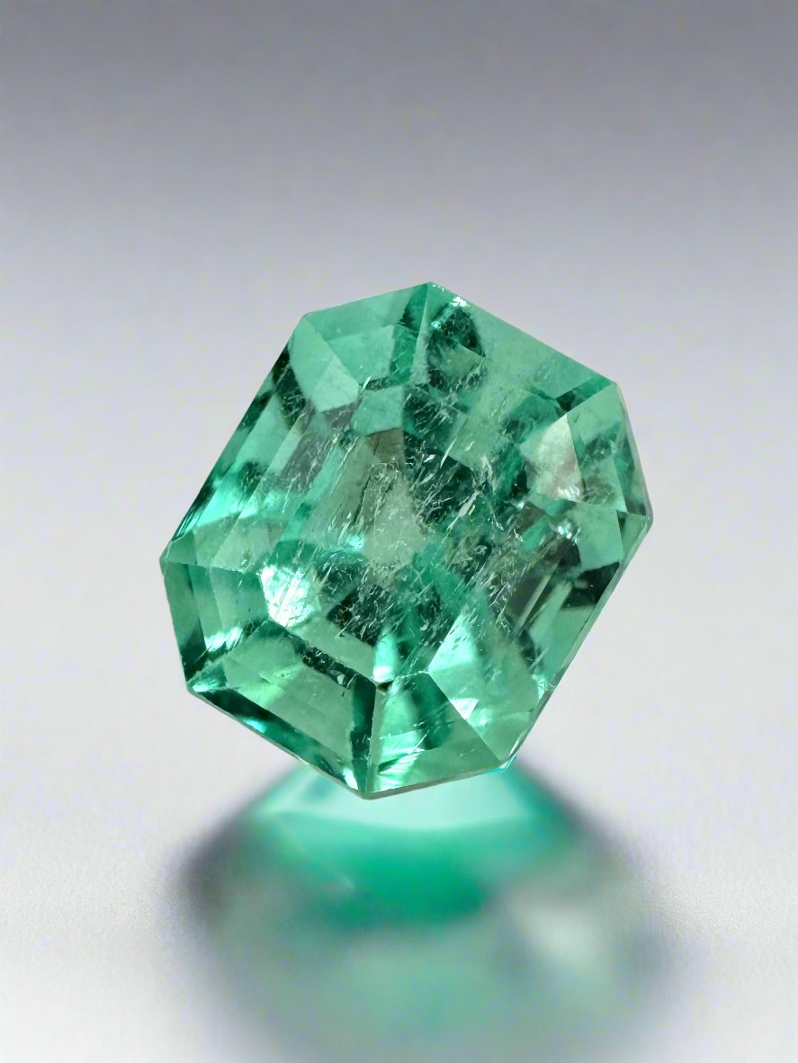 1.98 Carat 8x6.5 Lustrous Vibrant Green Natural Loose Colombian Emerald-Emerald Cut