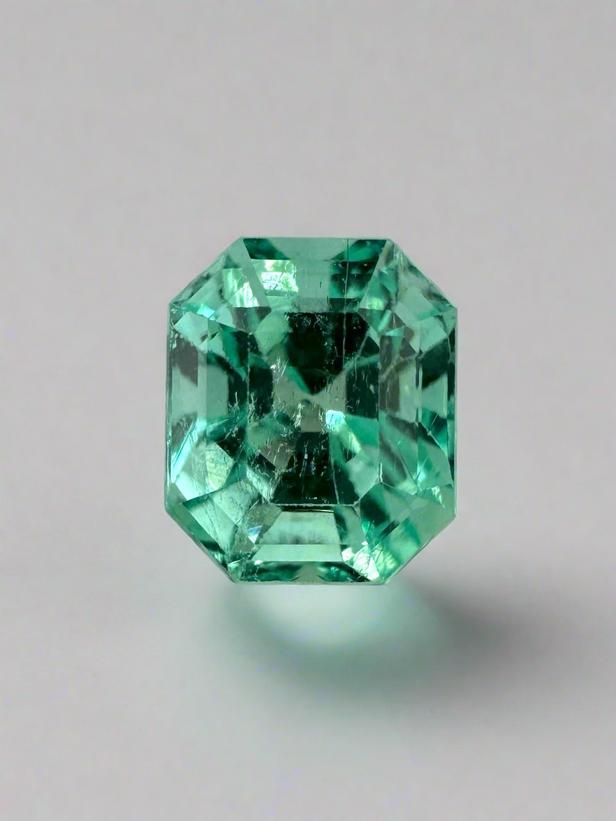 2.05 Carat 8x6.5 VS Ultra Lustrous Minty Green Natural Loose Colombian Emerald-Emerald Cut