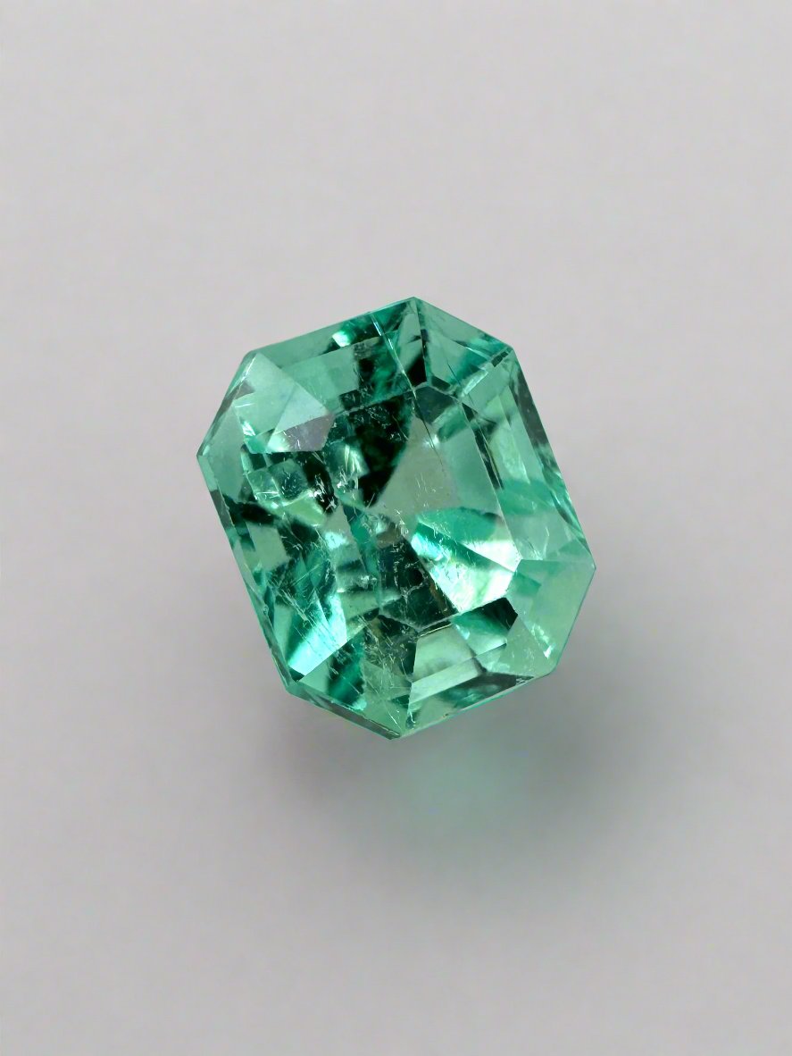 2.05 Carat 8x6.5 VS Ultra Lustrous Minty Green Natural Loose Colombian Emerald-Emerald Cut