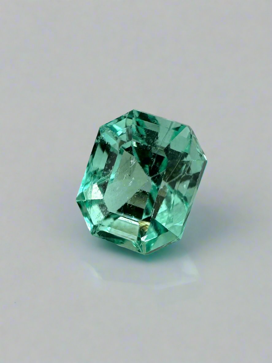 2.05 Carat 8x6.5 VS Ultra Lustrous Minty Green Natural Loose Colombian Emerald-Emerald Cut