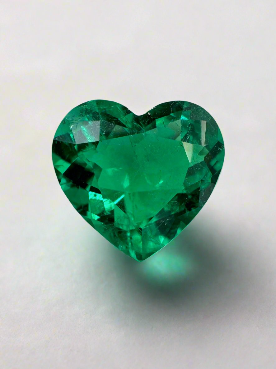 2.68 Carat 10x10.5 AAA+ Vivid Green Natural Loose Colombian Emerald-Heart Cut