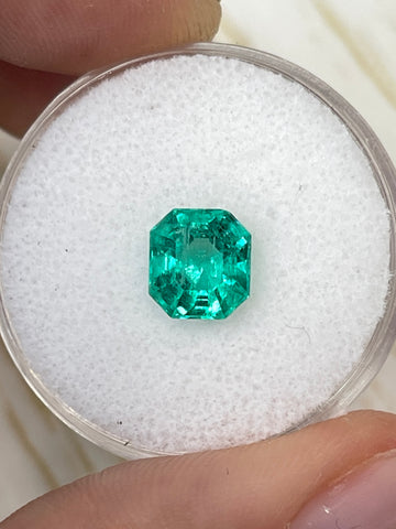 1.79 Carat 7.5x7 Crystalline Green Asscher Cut Natural Unset Colombian Emerald