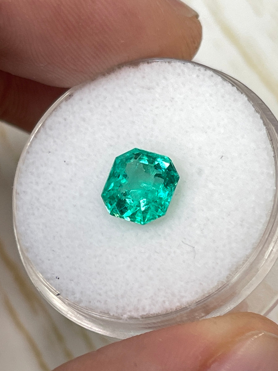 7.5x7mm Colombian Emerald - 1.79 Carat Natural Gem - Sparkling Asscher Cut - Unset Jewel