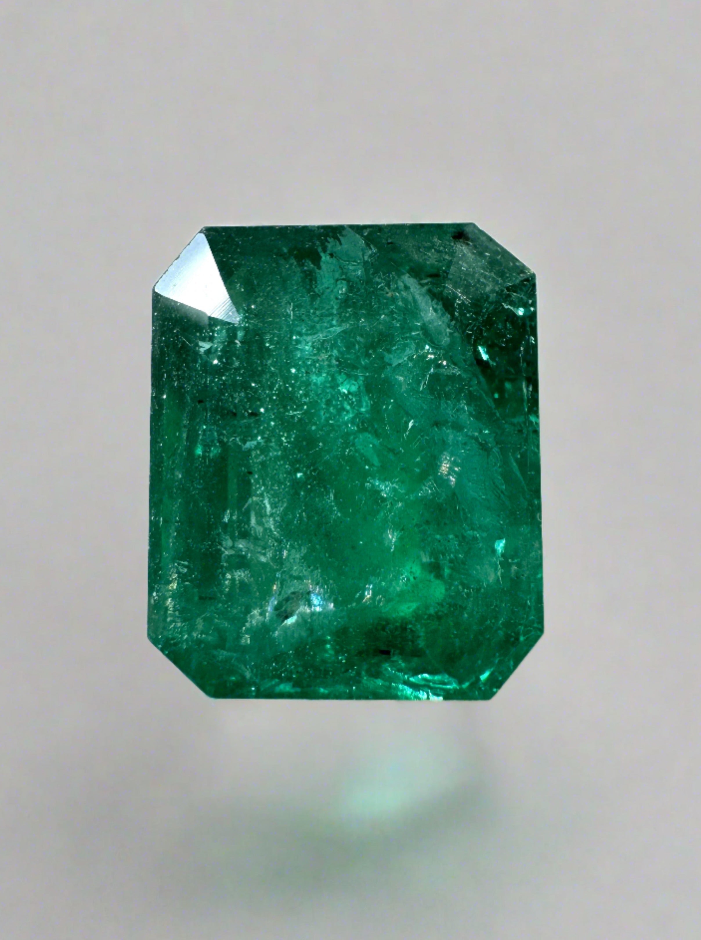 5.68 Carat 11.3x9.3 Medium Deep Green Natural Loose Zambian- Emerald Cut - JR Colombian Emeralds