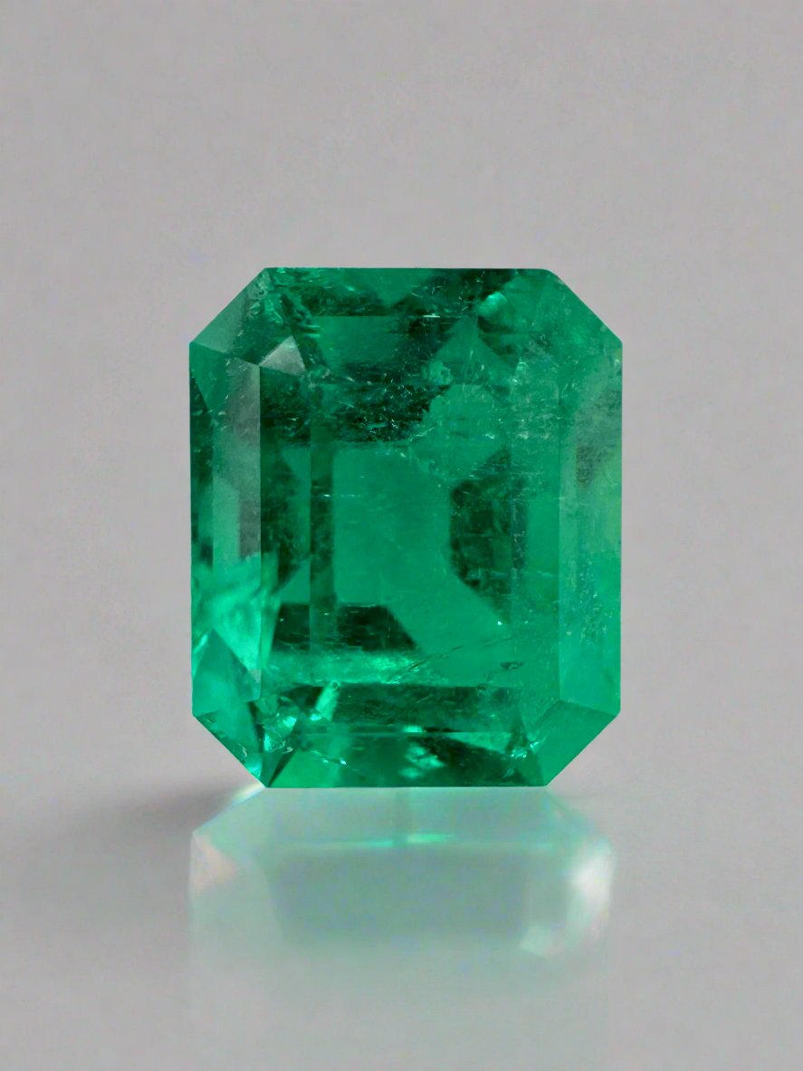 3.43 Carat AAA+ Vivid Bluish Green Natural Loose Colombian Emerald-Emerald Cut