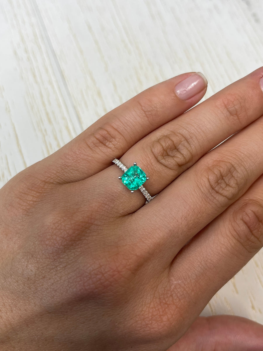 1.79 Carat 7.5x7 Crystalline Green Asscher Cut Natural Unset Colombian Emerald