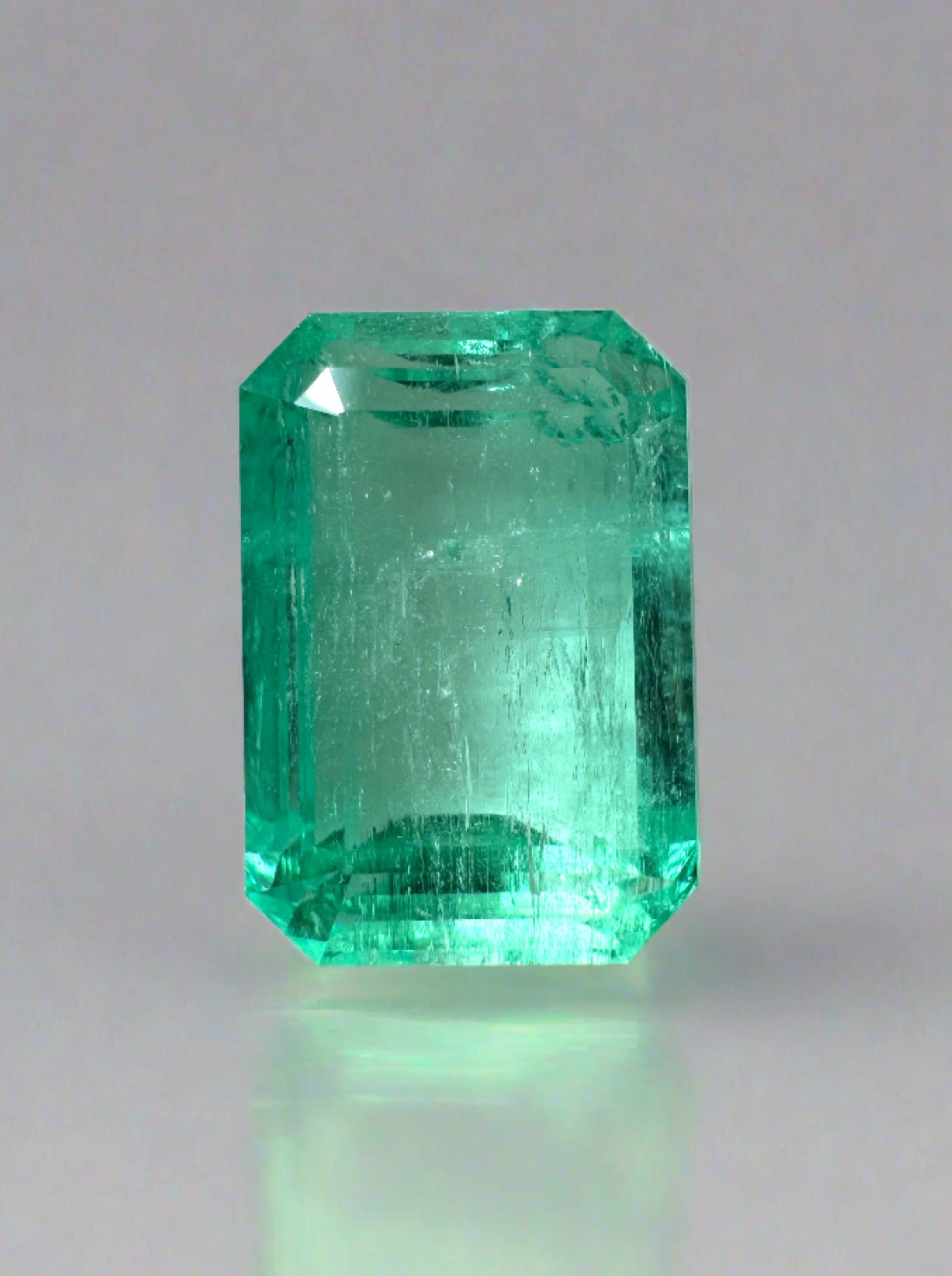 5.76 Carat 12x8 Clear Green Natural Loose Colombian Emerald- Emerald Cut - JR Colombian Emeralds