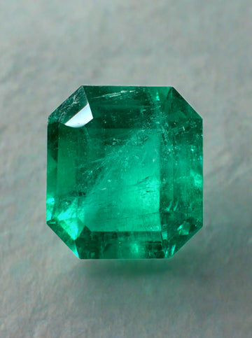 5.84 Carat Intense Bluish Green Natural Loose Colombian Emerald-Asscher Cut
