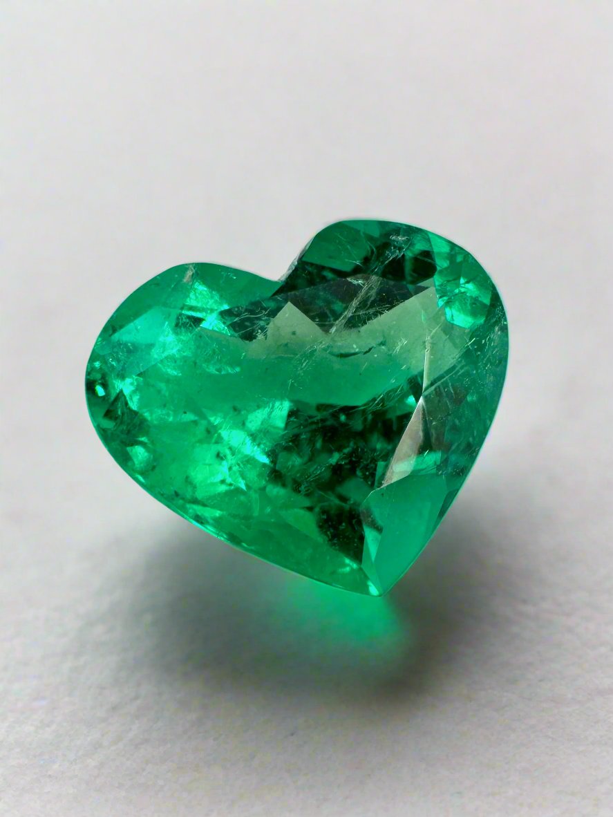 4.92 Carat 11x13 AAA+ Vivid Green Natural Loose Colombian Emerald-Heart Cut