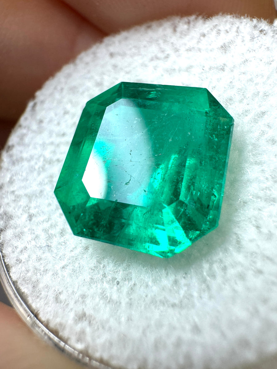 5.84 Carat Intense Bluish Green Natural Loose Colombian Emerald-Asscher Cut