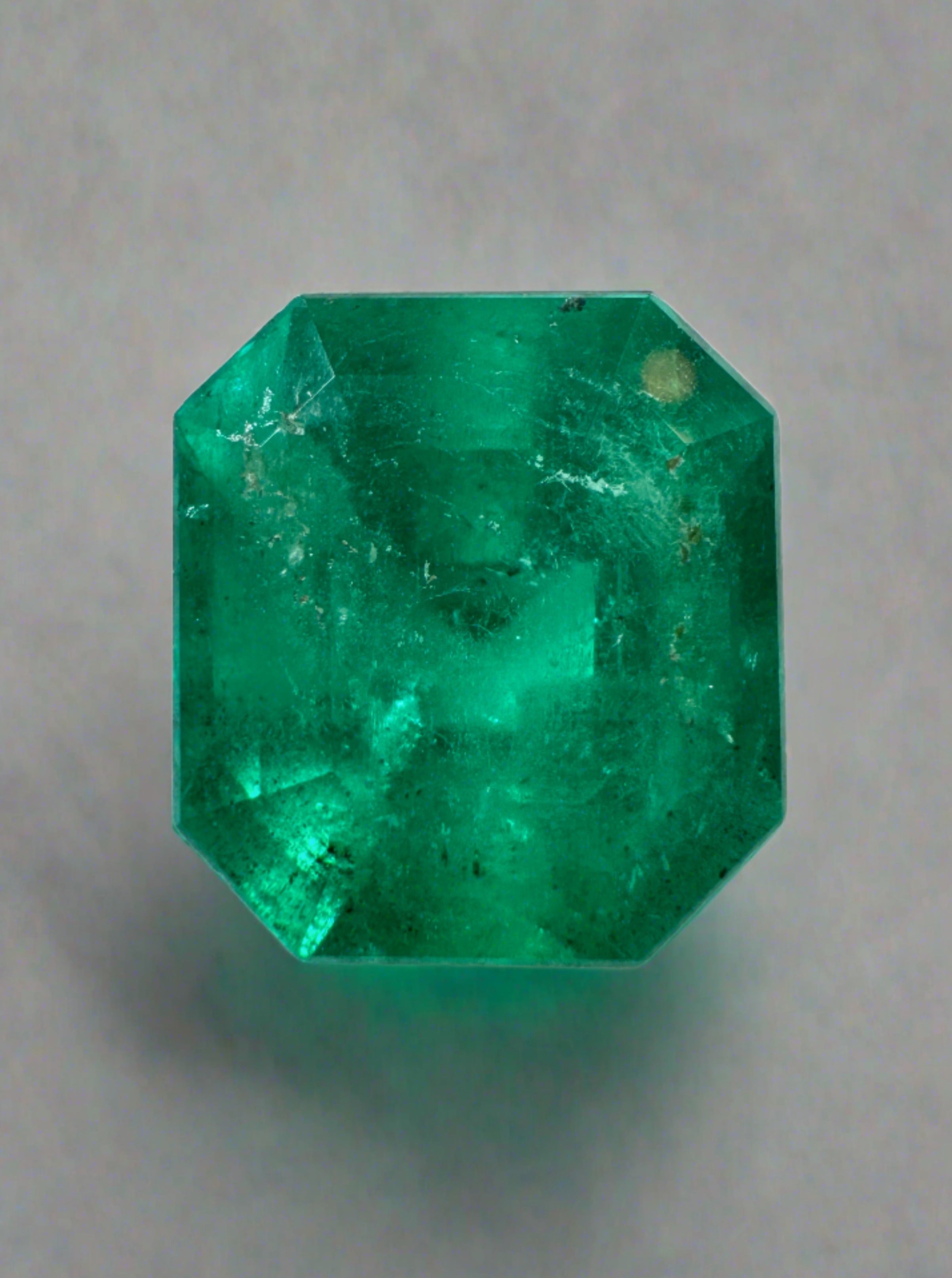 5.91 Carat 12x11 Deep Green Natural Loose Colombian Emerald- Emerald Cut - JR Colombian Emeralds