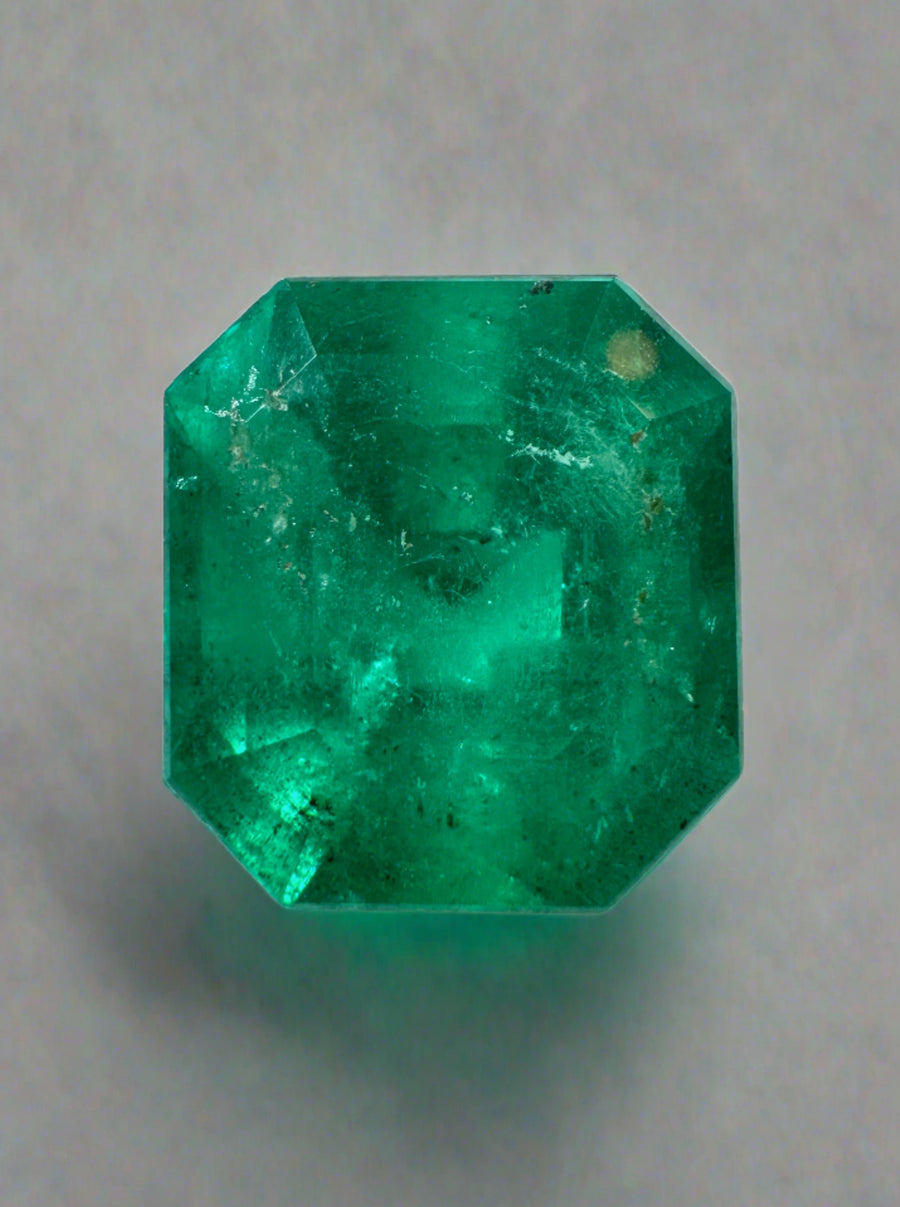5.91 Carat 12x11 Deep Green Natural Loose Colombian Emerald- Emerald Cut