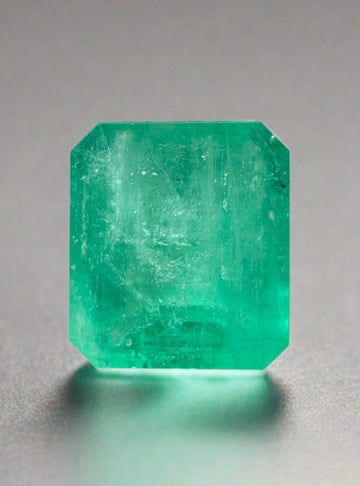 6.13 Carat 11.5x10.3 Earthy Pastel Green Natural Loose Colombian Emerald- Emerald Cut