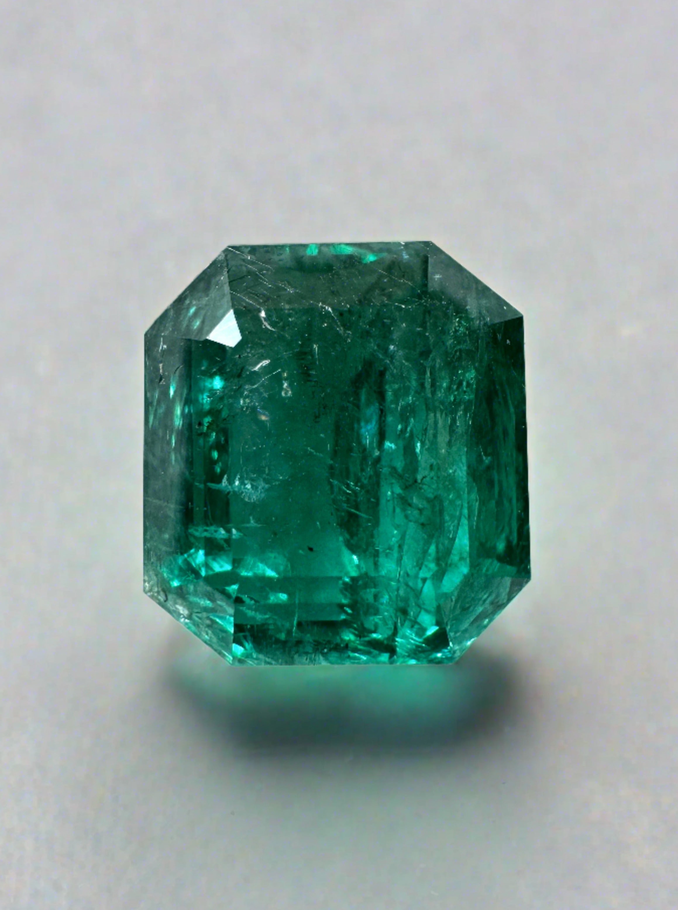 6.34 Carat 10.8x9.7 Vivid Green Natural Loose Zambian- Emerald Cut - JR Colombian Emeralds