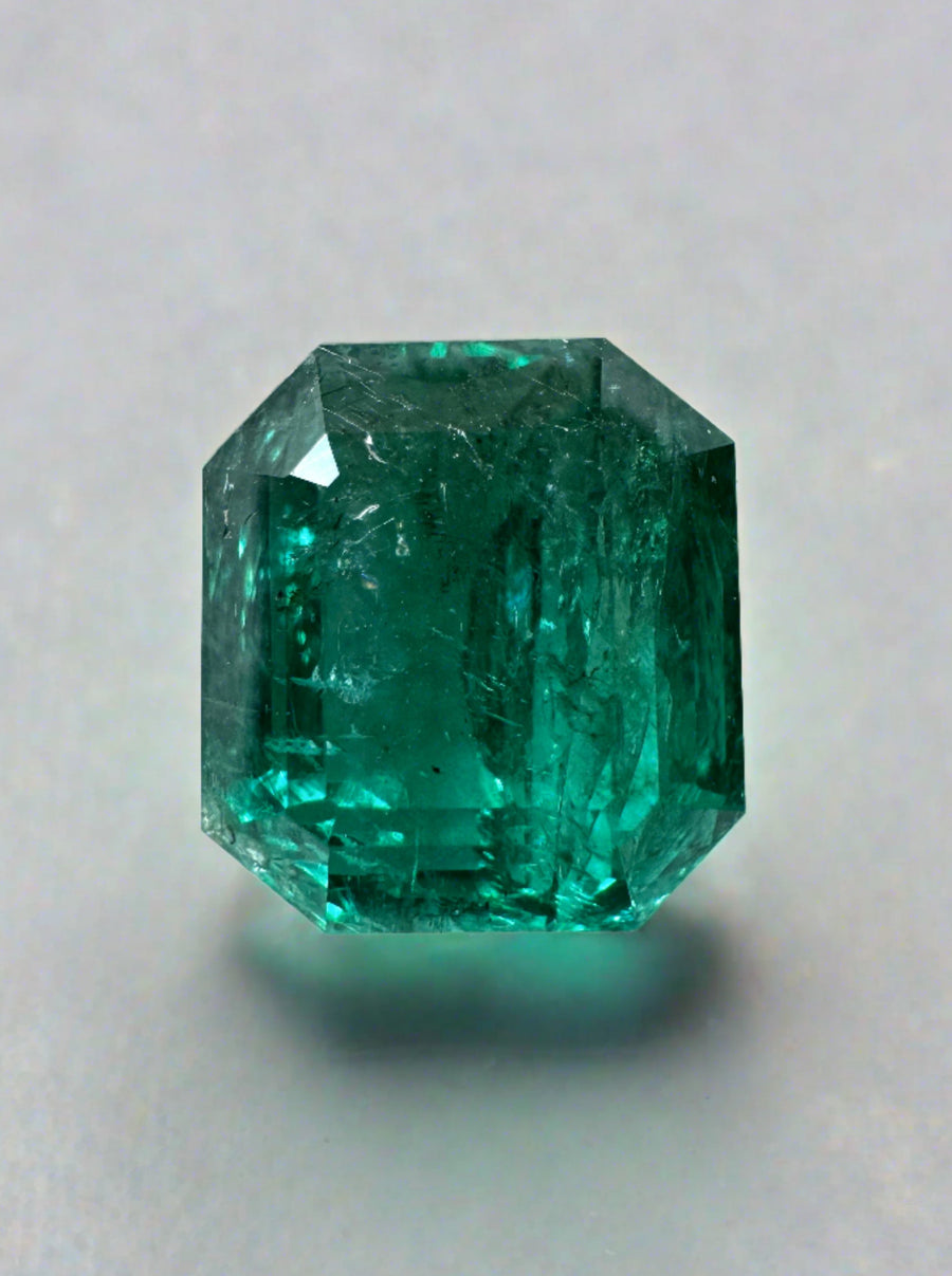 6.34 Carat 10.8x9.7 Vivid Green Natural Loose Zambian- Emerald Cut