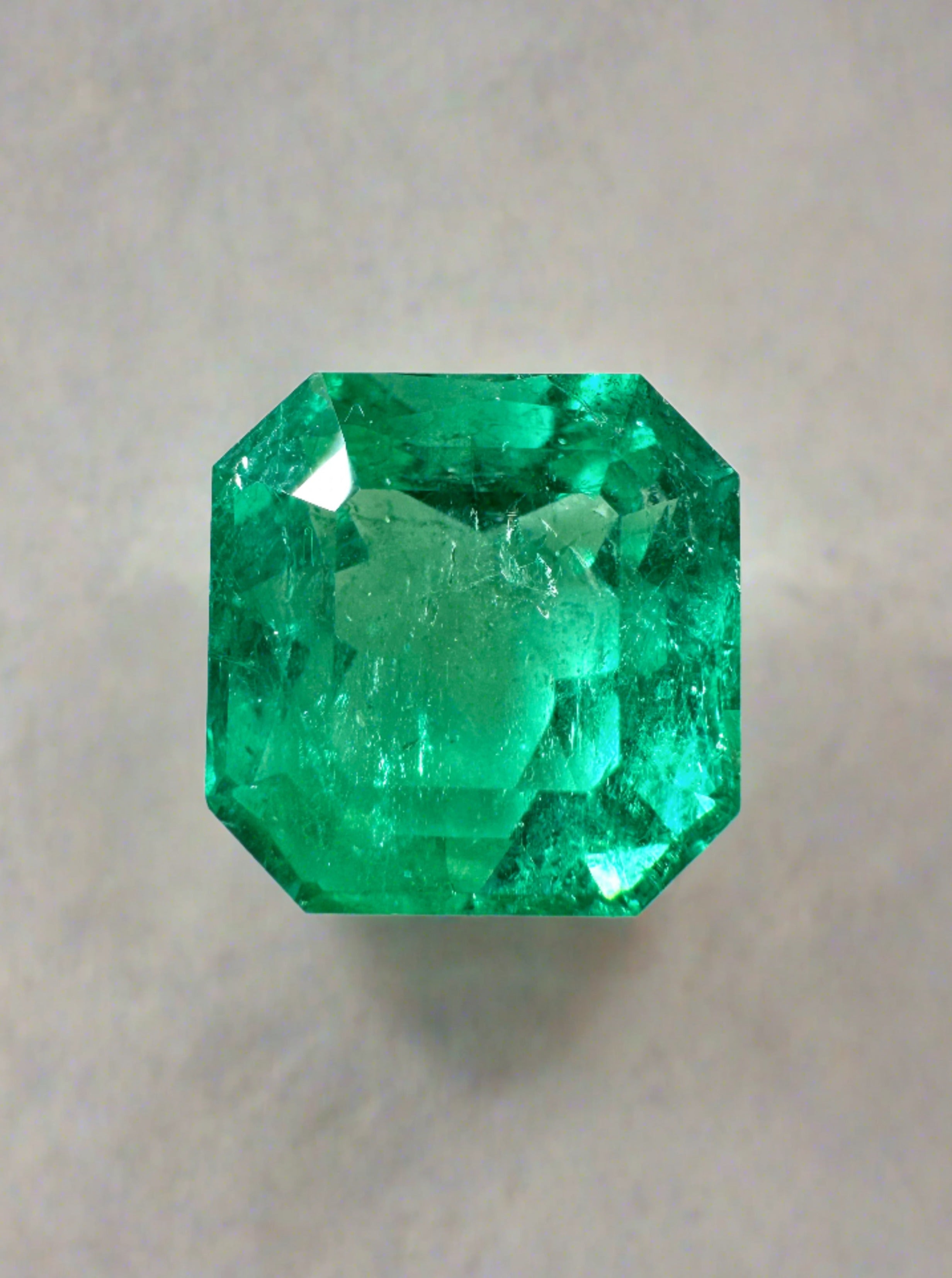 6.40 Carat 11x11 Vivid Muzo Green Natural Loose Colombian Emerald-Asscher Cut - JR Colombian Emeralds