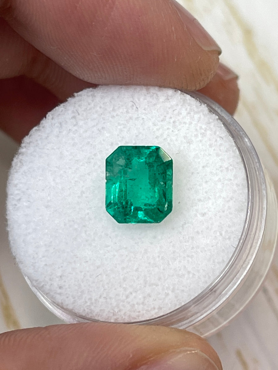 Emerald Cut: 1.94 Carat Colombian Emerald - 8.5x7 Dimensions - Natural Green with Freckles