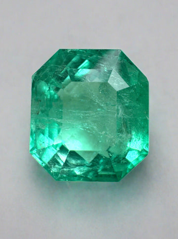 6.63 Carat 11x10 Chunky Emerald Cut Natural Loose Colombian Emerald