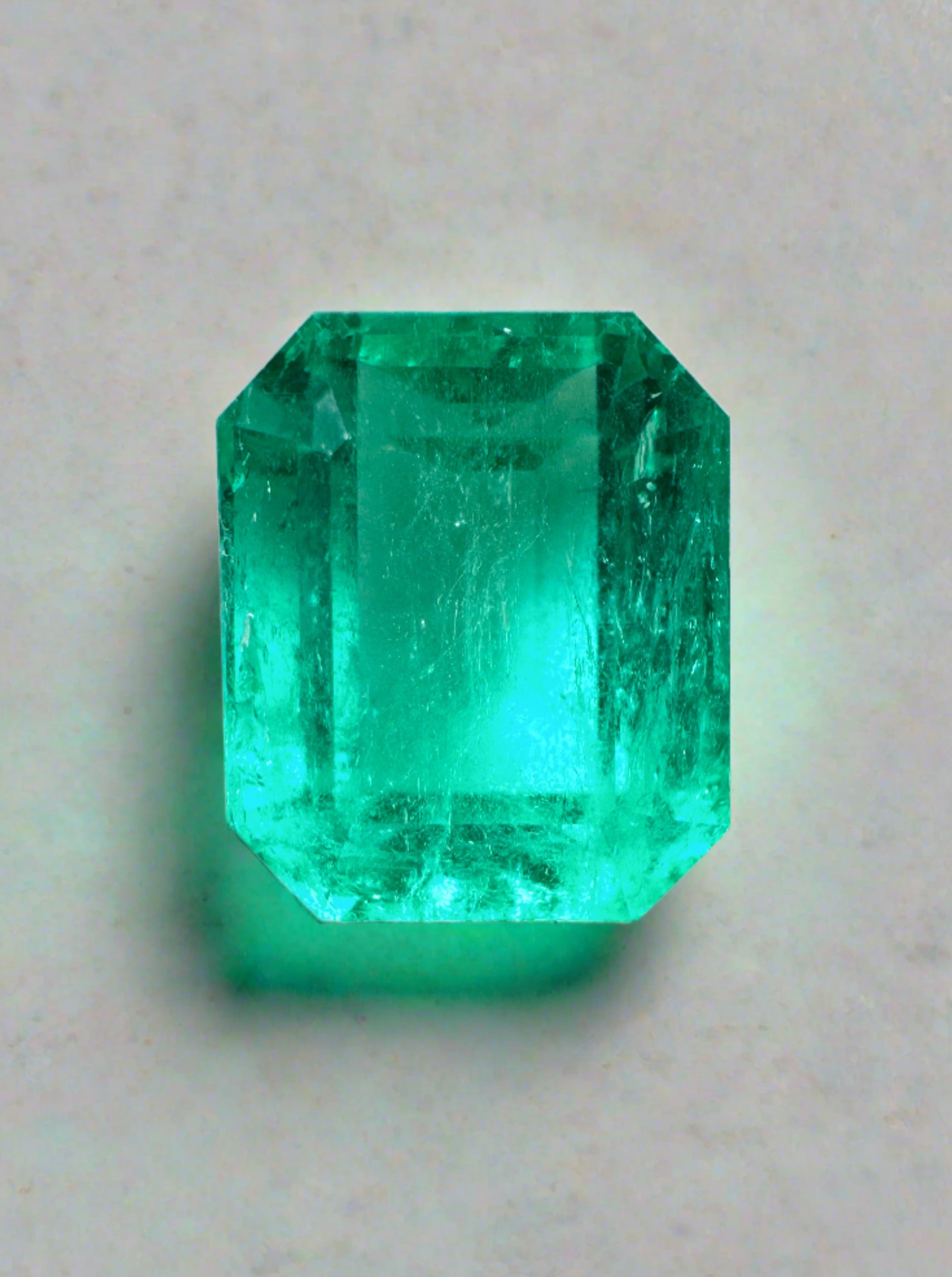 7.22 Carat 13x10 Bluish Green Loose Colombian Emerald- Emerald Cut - JR Colombian Emeralds