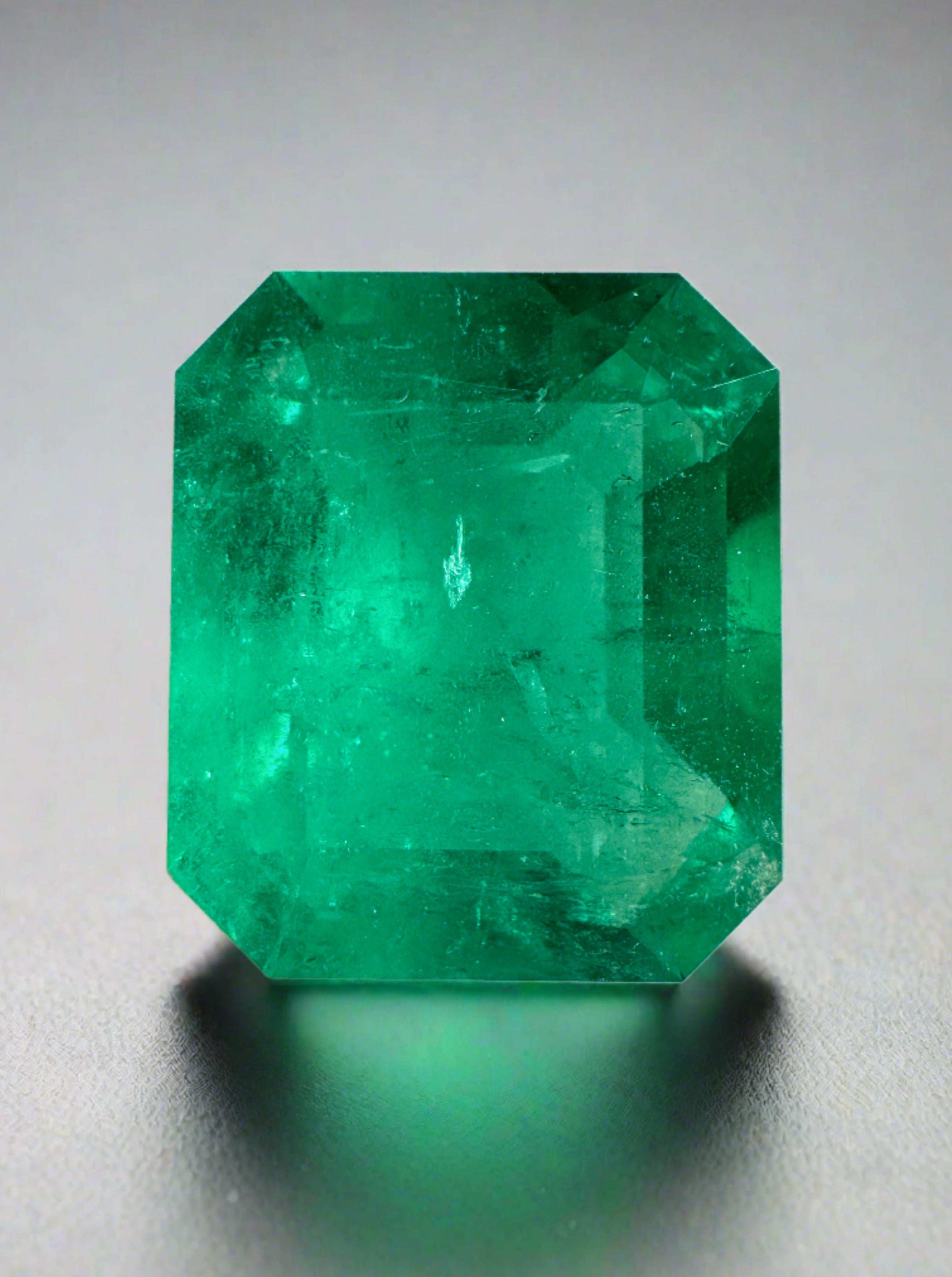 7.39 Carat 14x12 Bluish Green Emerald Cut Loose Colombian Emerald-Emerald Cut - JR Colombian Emeralds