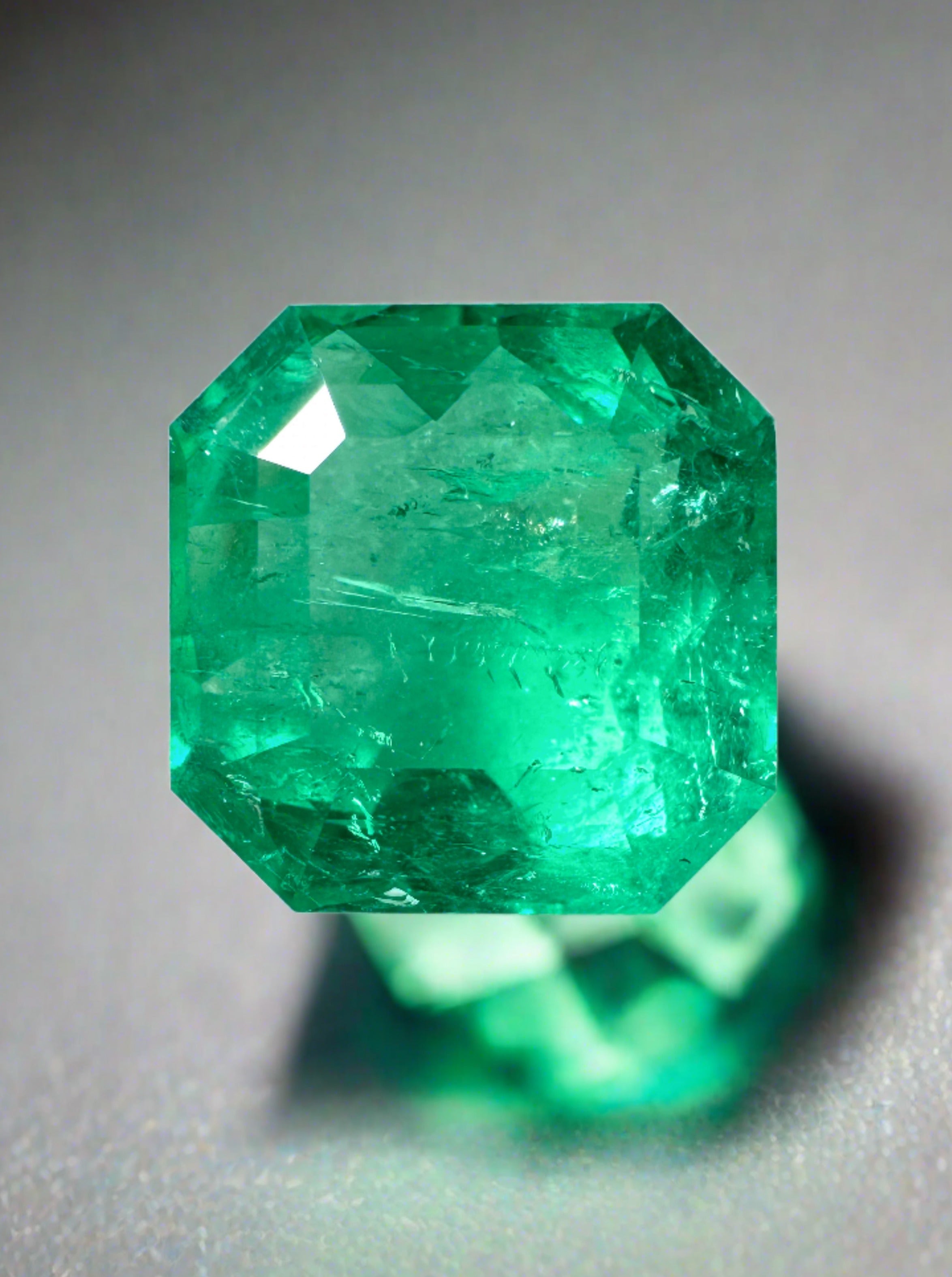 7.41 Carat 11.5x11.5 Vivid Muzo Green Natural Loose Colombian Emerald-Asscher Cut - JR Colombian Emeralds