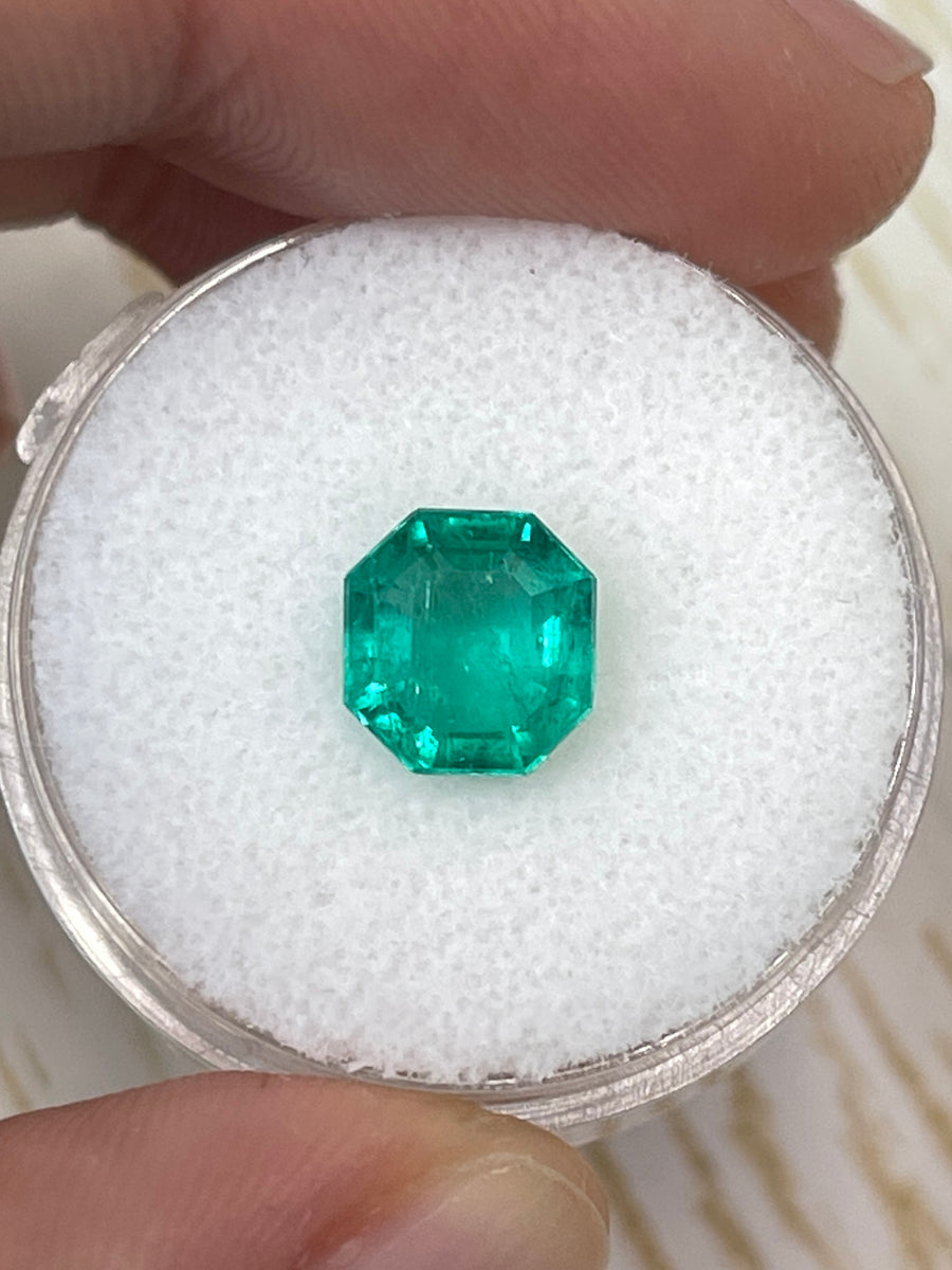 Octagon Cut 2.31 Carat Colombian Emerald in a Natural Bluish Green Shade
